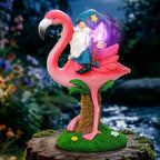 Gnome Flamingo Solar Garden Statue Outdoor Figurine Decor Lights by Homedecorexpert