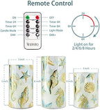 Nautical Flameless Candles Flickering Starfish Seahorse Battery Operated Candles with Remote - Bedroom Party Christmas Ocean Summer Decor - Set of 3 - Image 2