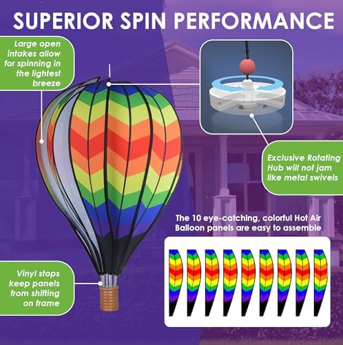 Premier Kites 22 in. Hot Air Balloon - Double Chevron Rainbow - Image 4