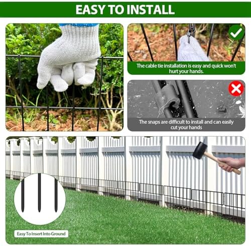 ULIOK Animal Barrier Fence, 16 Panels No Dig Fence 17.3ft(L) x12in(H), Garden Fences for Rabbits and Dog Ground Defense, Rustproof Metal Fences Border, Fencing Bottom Blocker for Outdoor Yard Patio - Image 3