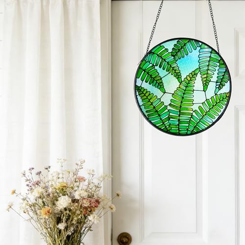 Plant Suncatcher Glass, Stained Glass Suncatcher Plant Window Hanging, Unique Nature Lover Gifts Leaf (Fern) - Image 4