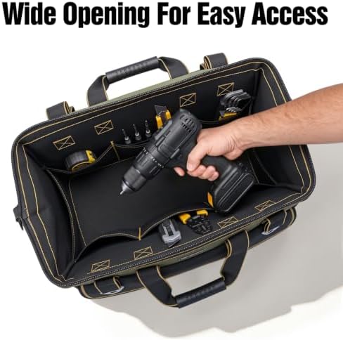 20 Inch Heavy Duty Tool Bag, 16-Pocket Tool Box Organizer, Green - Image 6