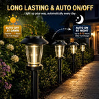 Solar Pathway Lights Outdoor, 8 Pack Warm White Tungsten Filament Solar Lights, 3 Lighting Modes, Auto On/Off, IP65 Waterproof, Dusk to Dawn Solar Garden Lights for Yard, Driveway, Lawn & Landscape - Image 5