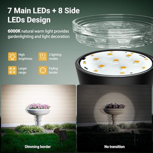 Solar Spot Lights Outdoor, 1000LM Big Adjustable Solar Lights Outdoor Waterproof, 2-in-1 Solar Powered Spotlights Landscape Lighting for Garden, Yard, Pathway, Tree, Flag (4P, Cool White) - Image 2