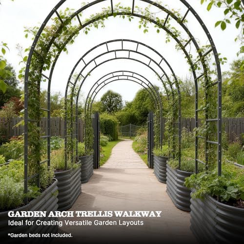 Anleolife 4x6FT Heavy Duty Double-Arch Garden Trellis for Climbing Plants - Image 2