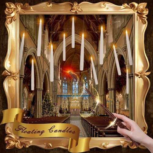 Enpornk 36 Pcs Halloween LED Magic Hanging Floating Candles, Taper Flickering Flameless with 2 Magic Wands - Candle Set for Halloween, Christmas, Weddings, Birthdays & Fantasy Ambiance - Image 2