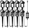 Banord Outdoor Landscape Lighting, 10 Pack Low Voltage LED Spot Lights with Transformer, IP65 Waterproof, 2700K Warm White for Yard, Garden, Lawn, Plants by Banord