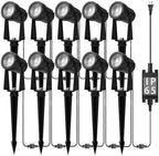 Banord Outdoor Landscape Lighting, 10 Pack Low Voltage LED Spot Lights with Transformer, IP65 Waterproof, 2700K Warm White for Yard, Garden, Lawn, Plants by Banord