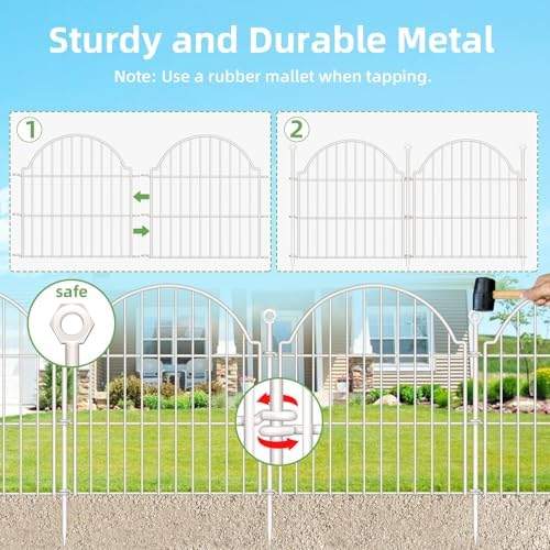 10 Panels No Dig Decorative Garden Fence for Yard, 24in(H) x 20ft(L), White - Image 6