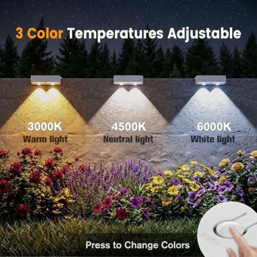 Bridika Solar Deck Lights Outdoor 12 Pack, Bright Solar Fence Lights with Lens, 3 Color Modes IP65 Waterproof Large Size Step Lights for Outside, Fence, Stair, Backyard, Patio, Wall White - Image 2