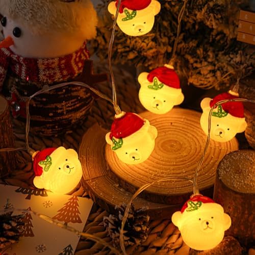 CAKERS Christmas Decor String Lights|Creative Cute Novelty Fairy Lights|Hanging Copper Wire Lights|Night Lights for Birthday Party Xmas Tree Decor,Christmas Bear,3m(9.8ft)-20LED-USB - Image 5