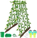 32 x 53 Inch Cucumber Trellis for Climbing Plants Outdoor A-Frame Garden Trellis for Raised Bed Detachable Sturdy Garden Plant Support Trellis for Small Plant Vegetable Flower Grape with Climbing Net by LifeisLuck