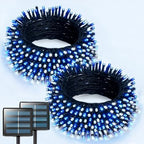 JMEXSUSS 2 Pack Solar Christmas Lights, Total 400 LED 151FT, White and Blue by JMEXSUSS