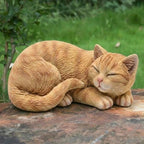 Tabby Sleep Cat Statues Outdoor Decorative, Cat Memorial Statue for Yard Lawn Patio Porch, Garden Pet Grave Marker Figures, 9.44" L x 6.29" W x 4.33" H - Image 2