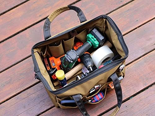 Coreflex 14 inch Wide-Mouth Tool Bag, Gear Bag, Multiple Purpose - for Plumbers, Electricians, Handymen also good for daily use, office use and camping. (Tan) - Image 7