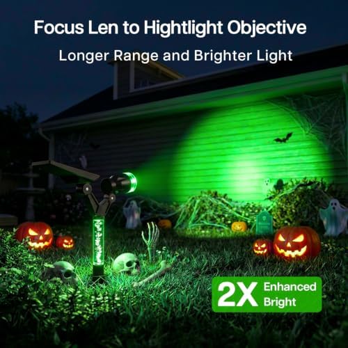 Halloween Solar Spot Lights Outdoor Waterproof Decor, Green 4 Pack - Image 3