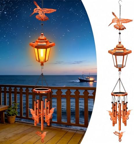 VOOKRY Solar Wind Chimes for Outside, Hummingbird Gifts for Women Birthday by VOOKRY