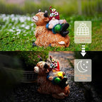 Pohabery Garden Gnomes Decor Outdoor Statues Gnome on Highland Cow Hold Solar Cup Light Outdoor Decorations for Patio,Yard and Gift for Mom（L - Image 4