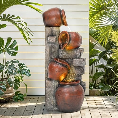 AUTODAYA 31.5" H Outdoor Water Fountain with LED Lights - Image 2