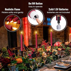12 Pack, 10" LED Flameless Pink Fluted Ribbed Grooved Taper Candles with 2 Remotes & 24h Timer Memory, On/Off Button, Dimmable, Flicker Mode, Battery Operated, Christmas Menorah Wedding - Image 6