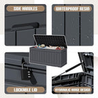 JUMMICO 78 Gallon Deck Box Waterproof Resin Outdoor Storage Box - Image 2