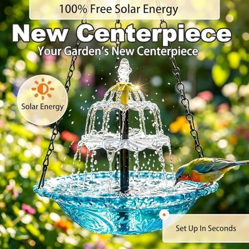 3-Tier Solar Cascade Hanging Bird Bath Fountain - Image 2