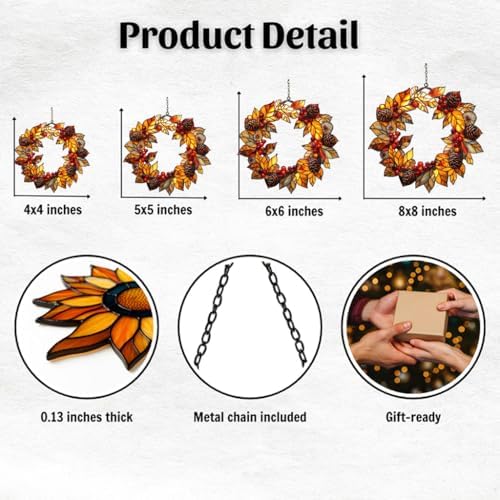 Autumn Floral Wreath Acrylic Suncatcher - Image 2