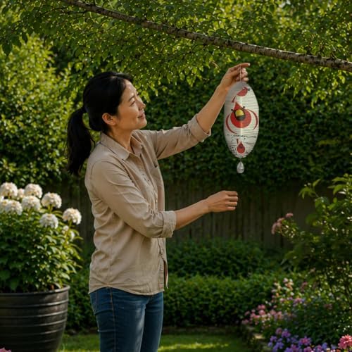Red Carpet Studios Officially Licensed Charley Harper Windspinner Garden Art, Hangs 18", Cardinal with Seed - Image 4