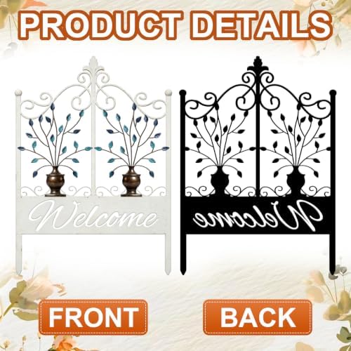 8 Pack Vintage White Metal Garden Fence, Animal Barrier Outdoor Lawn Decor - Image 6