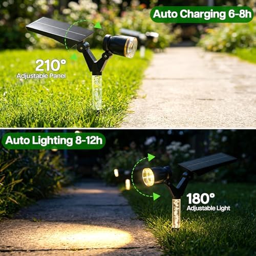 Solar Spot Lights Outdoor Waterproof Spotlights, Warm White 4 Pack - Image 4