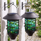 Solar Lanterns Outdoor Hanging Lights Stained Glass Leaves Glass Wall Lantern 2 Pack, Waterproof Decorative Solar Sconce with Wall Mount Kit for Garden Porch Fence Chicken Coop Summer Decor by Unknown