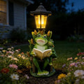 Solar Frog Garden Statue for Outdoor Decor with Lantern - Lawn Decoration 16“ Tall Frog Figurine Lights for Patio, Yard, Porch Ornament - Valentine's Day Gifts for Mom, Grandma, Women by Vasesun