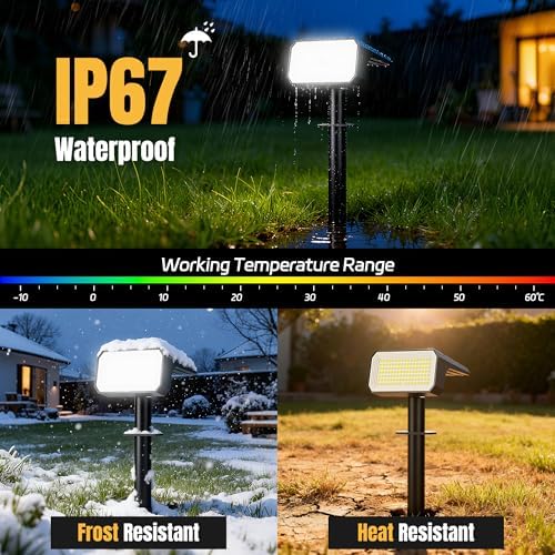 Solar Spot Lights Outdoor Waterproof, 4 Pack, 118 LED Cool White - Image 5
