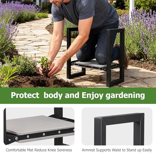 LLARGUEST Garden Kneeler and Seat,Heavy Duty Foldable Kneeling Chair with Handle,Comfortable Wide 12" Garden Kneeling Pad, Gardening Gifts for Seniors Outdoor Planting, Camping, Fishing - Image 6