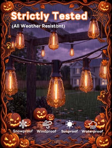 25FT Halloween Orange ST38 LED Outdoor String Lights with 25 Orange Edison Bulbs, Connectable Waterproof Hanging Patio Lights for Halloween, Thanksgiving, Backyard, Porch, Party Decor - Image 3