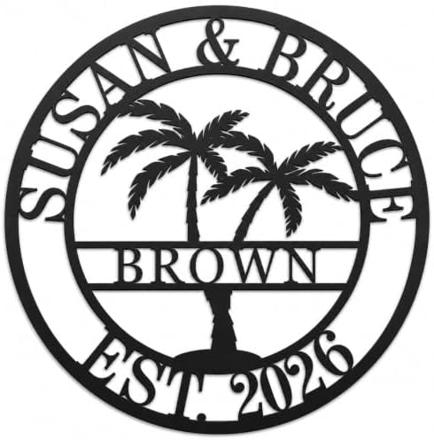 Custom Metal Sign with Palm Tree, Personalized Metal Sign, Outdoor Palm Tree Signs, Custom Coconut Tree Wall Art by HZYCYYFC