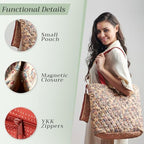 Maison d' Hermine Shopping Bags Cotton Quilted Tote Bag with Zipper Pockets - Image 6