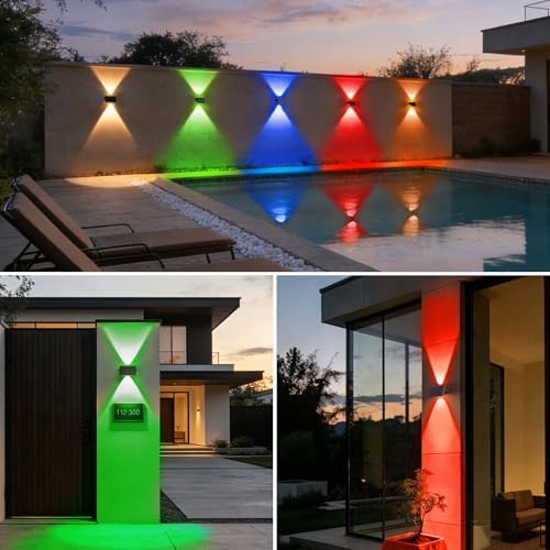 Solar Fence Lights Outdoor, 10 Pack Up and Down Wall Lights, White & RGB - Image 6