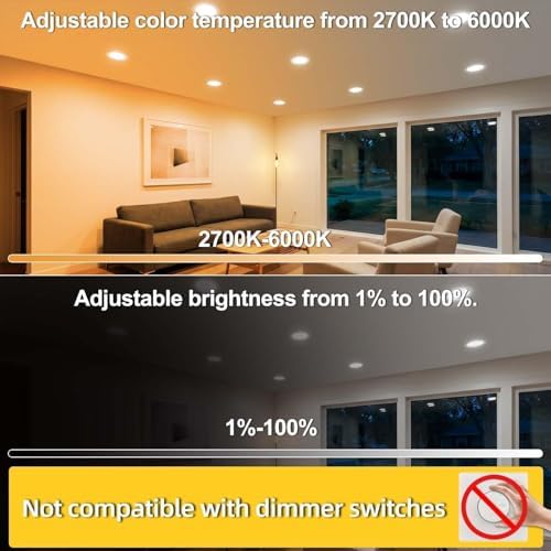 ILC BR30 LED Recessed Can Light Bulbs, Indoor Flood Light Bulb, Bluetooth APP Control, 2700K-6000K Tunable with Sleep/Wake Modes, E26 Base 10W 900LM (70W Equiv.), Fits 5"/6" Recessed Cans, 6 Pack - Image 3