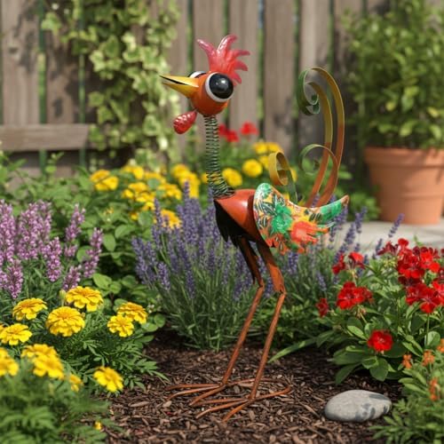 24'' Wacky Rooster Garden Statue for Outside, Patio, Backyard, Lawn - Image 2