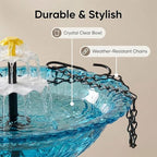 2026 Spring Solar Cascade Hanging Bird Bath Fountain for Outdoor Garden Decor, Metal Hanging Birdbath with Solar Pump for Backyard, Patio, Yard, Attracts Birds and Hummingbirds (Blue, Upgraded) - Image 3