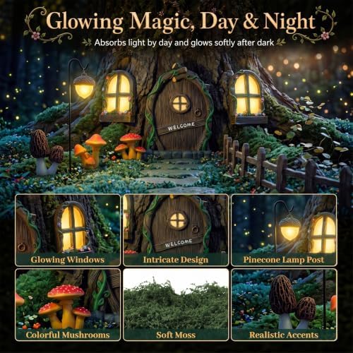 8 Pcs Fairy Garden House Kit Miniature Fairy Door Gnome, Vine - Image 3