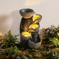 Giantex 5-Tier Outdoor Water Fountain with Lights, 17.5 Inch Cascading Bowls Tabletop Waterfall Fountain with Pump, Resin Garden Water Feature for Indoor Outdoor Patio, Yard, Porch Decor by Giantex