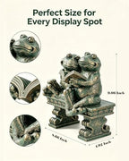 Teaeeno Garden Frog Statue, Weatherproof Reading Frogs Outdoor Sculpture - Image 3
