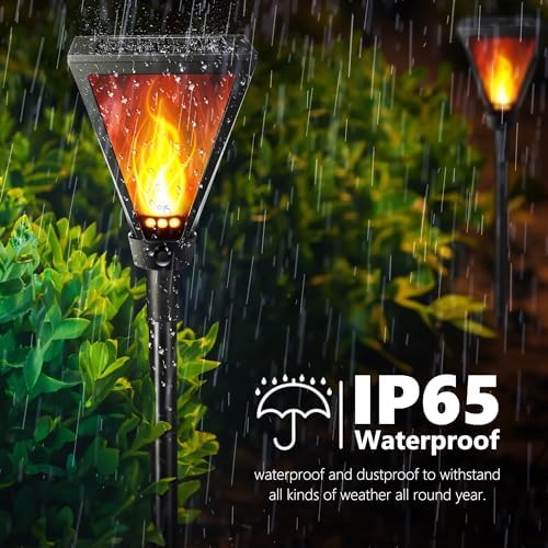 iBaycon 2 Pack 55in Solar Flame Post Lights Outdoor Landscape Pathway Lamp - Image 5
