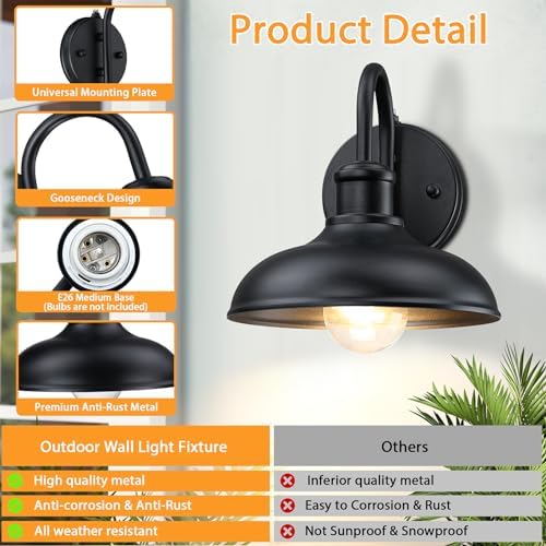 Dusk to Dawn Gooseneck Outdoor Light Fixtures, Farmhouse Barn Lights - Image 6
