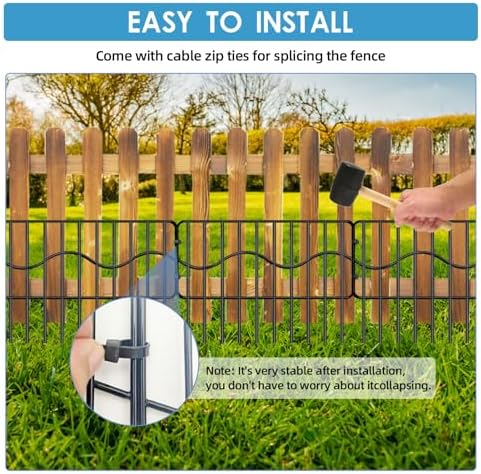 Eibikdi 50ft x 13in Garden Animal Barrier Fence 35pack Metal Wire Rustproof Border Decorative Fences No Dig Fences Small Dog Fence Barrier Rabbit Fencing for Outdoor Garden Yard, Patio - Image 4