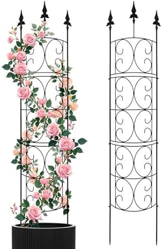 2 Pack 56.7'' H x 12'' W Garden Trellis for Climbing Plants Outdoor, Rustproof Metal Garden Flower Trellis, Rose Trellis for Outdoor Indoor Climbing Plants Clematis Vines Flowers Potted Plants, Tomato by LATIHUUM