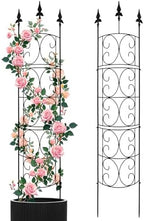 2 Pack 56.7'' H x 12'' W Garden Trellis for Climbing Plants Outdoor, Rustproof Metal Garden Flower Trellis, Rose Trellis for Outdoor Indoor Climbing Plants Clematis Vines Flowers Potted Plants, Tomato by LATIHUUM