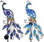 TERESA'S COLLECTIONS 2 Pack Peacock Solar Garden Lights, Metal Garden Decor for Outside, Solar Outdoor Lights Decorative Stake Lawn Ornaments Yard Art for Patio Decorations by TERESASCOLLECTIONS